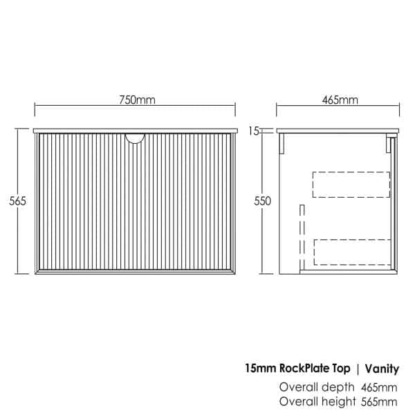 Marlo Wall Hung Vanity - Matt Black - 750mm | MA750B