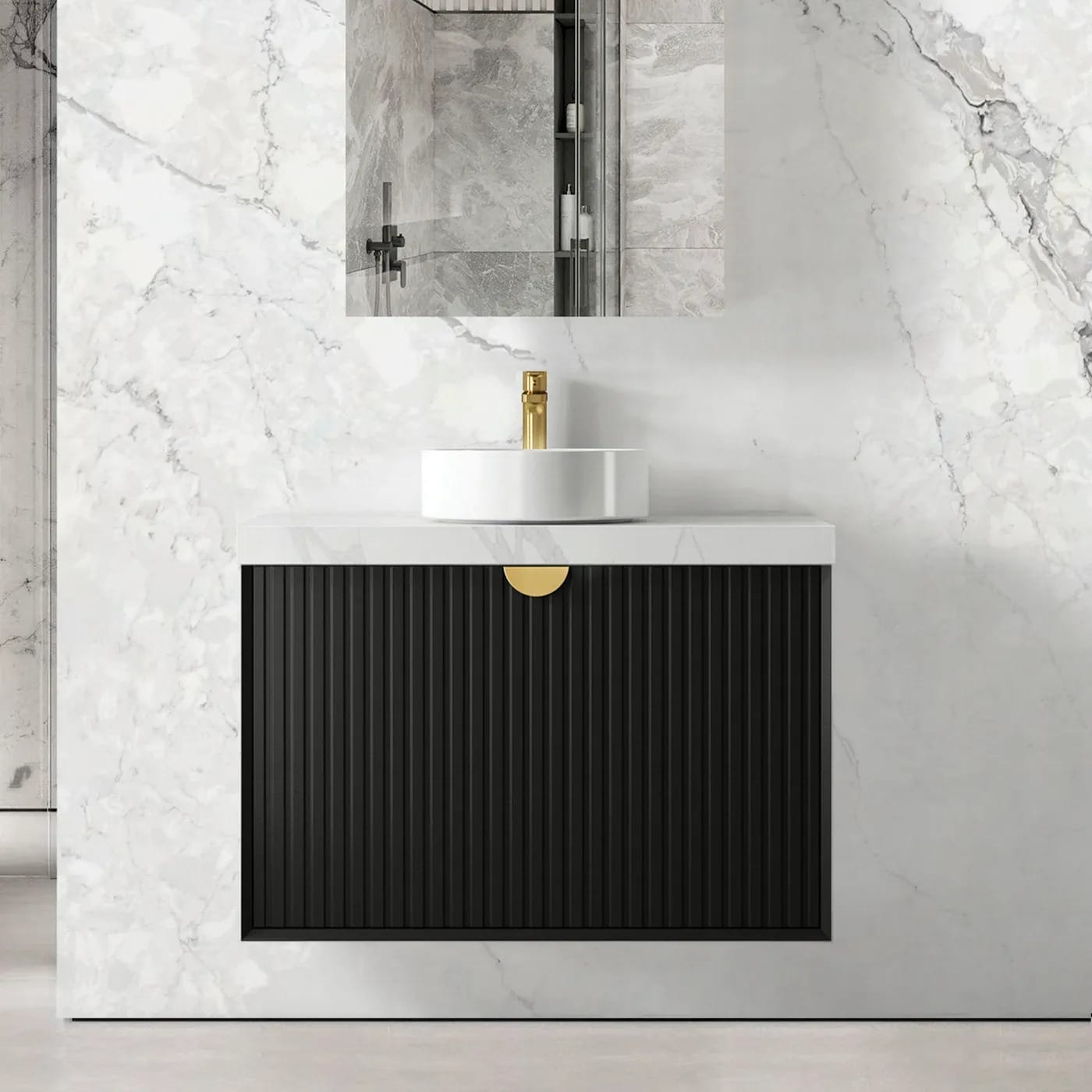 Marlo Wall Hung Vanity - Matt Black - 900mm | MA900B