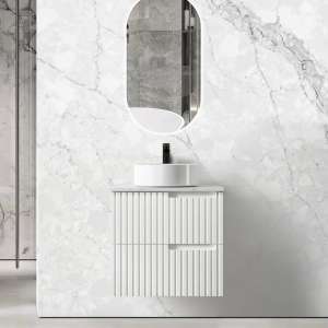 Noosa Wall Hung Vanity – Satin White – 600mm | NS600W