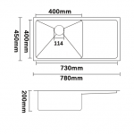 Undermount Single Bowl Kitchen Sink –
  780x450x200mm | 7845D
