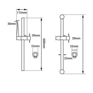 Australia standard brass shower rail with handheld shower | CH2147-1.SH.N+CH-R4.HHS