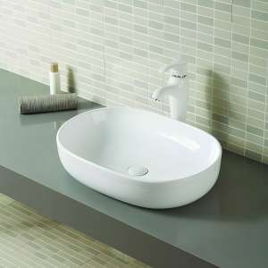 Gloss White Oval Ceramic Basin |  600x400x145mm | Evea 60