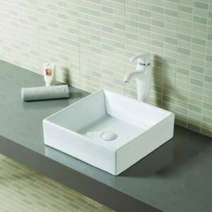 Gloss White Square Ceramic Basin |
 430x430x215mm | K2118