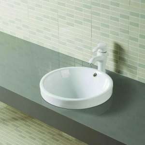 Gloss White Round Semi-Inset with
 Overflow | 450x450x190mm | K2139