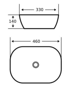 Matte Black Round-Edged Rectangle Ceramic Basin | 460x330x140mm |  K2426-CBK-M