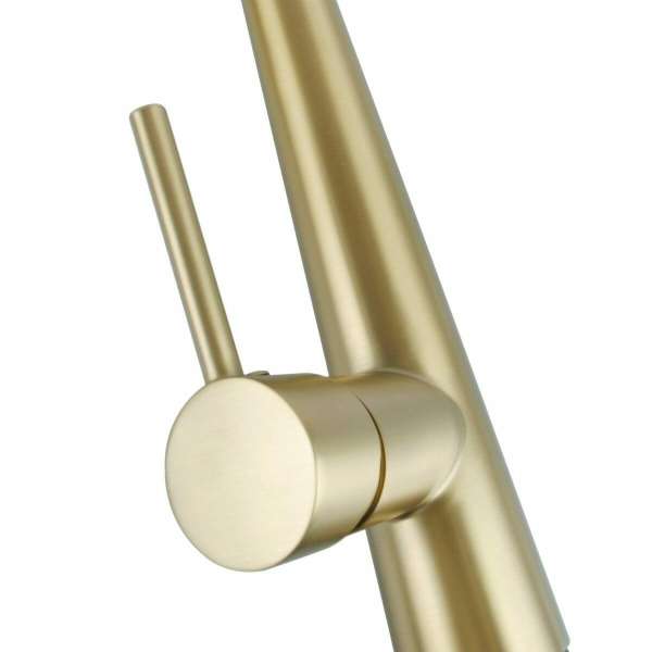 Round Brushed Yellow Gold Pull Out  Kitchen Sink Mixer Tap | BUYG1021.Km