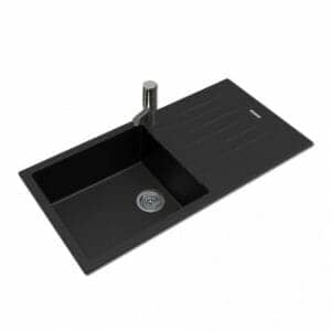 Black Granite Stone Kitchen Sink With
  Drainboard Top/Undermount – 1000x500x200mm | OX1050.KS