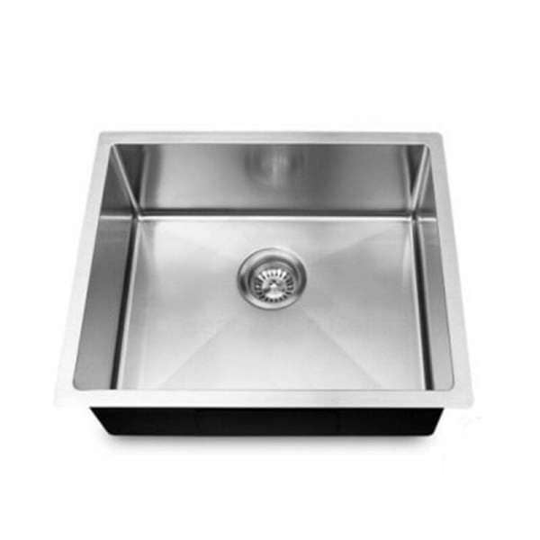 1 2mm round corner stainless steel handmade single bowl top flush undermount kitchen laundry sink 440x440x205mm CH4444R KS 2