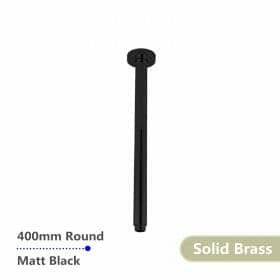 Round Matte Black Ceiling Shower Arm 400mm