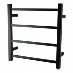 Square Matte Black Electric Heated Towel
  Rack – 4 Bars – 500mm | OX04.S.HTR