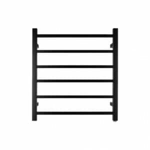 Square Black Electric Heated Towel Rack –
  6 Bars – 620mm | OX06.S.HTR