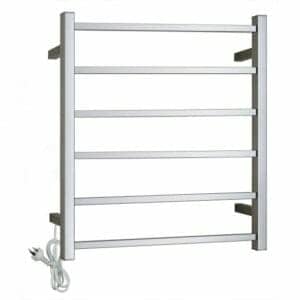 Square Chrome Electric Heated Towel Rack
  – 6 Bars – 620mm | CH06.S.HTR