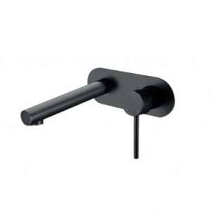 LUCID PIN Round Matte Black Bathtub/Basin Wall Mixer With Spout
