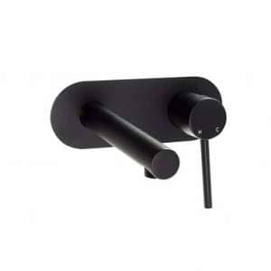 LUCID PIN Round Matte Black Bathtub/Basin Wall Mixer With Spout