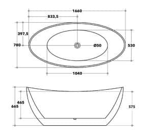 Evie Oval Freestanding Bathtub  – Acrylic Matte White – 1660mm | EBT1660MW