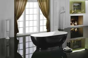 Oval Freestanding Bathtub –
  Acrylic Gloss Black Slim Edge Finishing – 1700mm | KBT1700