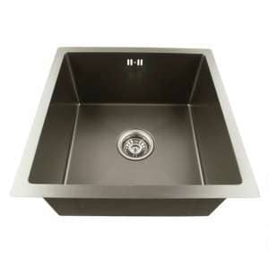 1.2mm Dark Grey Stainless Steel Handmade  Single Bowl Top/Undermount Kitchen/Laundry Sink – 440x440x205mm | OX4444R.KS
