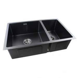 1.2mm Handmade Concrete Grey Round  Corners Double Bowls Top / Undermount / Flush Mount Kitchen Sink –  715x450x200mm | OX7145R.KS