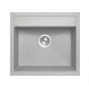 Carysil Concrete Grey Single Bowl Granite
  Top/Flush/Under Mount Kitchen/Laundry Sink – 560x510x200mm | TWM-560FEG