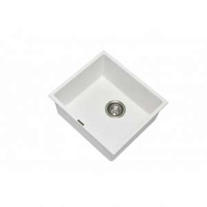 Carysil White Single Bowl Granite Stone  Kitchen/Laundry Sink Top/Flush/Under Mount – 457x406x200mm | TWM-MSW