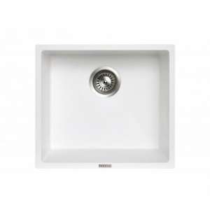 Carysil White Single Bowl Granite Stone  Kitchen/Laundry Sink Top/Flush/Under Mount – 457x406x200mm | TWM-MSW