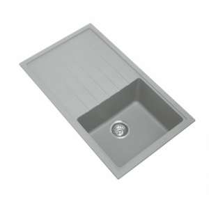 Carysil Concrete Grey Single Bowl With
  Drainer Board Granite Kitchen Sink Top/Flush/Under Mount – 860x500x205mm |
  TWMD-100G