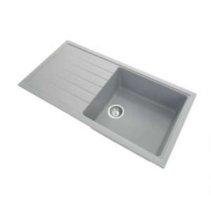 Carysil Concrete Grey Single Bowl With  Drainer Board Granite Kitchen Sink Top/Flush/Under Mount – 1000x500x220mm |  TWMD-100LG
