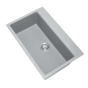 Carysil Concrete Grey Single Bowl Granite
  Stone Kitchen Sink Top/Under Mount Concrete Grey – 780x510x220mm | TWMW780-G