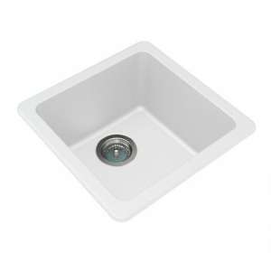 White Granite Quartz Stone  Kitchen/Laundry Sink Single Bowl Top/Under Mount – 422X422X203mm | WH4242.KS