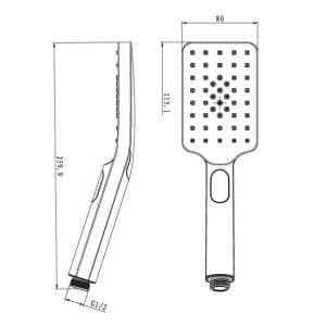 Square 3 Functions Chrome Rainfall
  Handheld Shower Head | CH-S8.HHS
