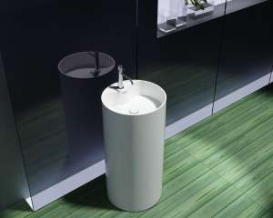 Matte White Freestanding Cylinder
 Artificial Stone Basin | 450x450x900mm | SE1102