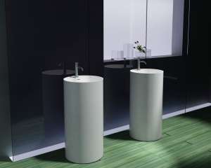 Matte White Freestanding Cylinder
 Artificial Stone Basin | 450x450x900mm | SE1102