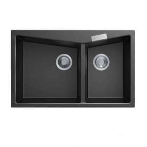 Carysil Black Double Bowl Granite Kitchen
  Sink Top/Flush Mount – 800x500x220mm | TWM-3220