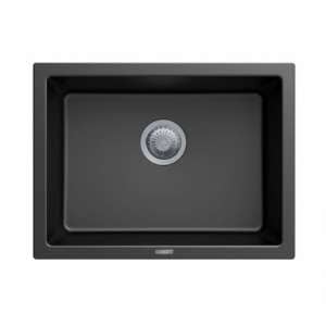 Carysil Black Single Big Bowl Granite  Kitchen/Laundry Sink Top/Flush/Under Mount – 610x457x205mm | TWM6145