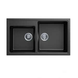 Carysil Black Double Bowl Granite Kitchen  Sink Top/Flush/Under Mount – 860x500x205mm | TWMN-200