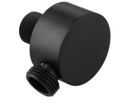 Round Matte Black Brass Connector Double Connection Shower elbow water inlet