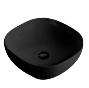 Matte Black Round-Edged Square Ceramic  Basin | 375 x 375 x 120mm | PA375375MB