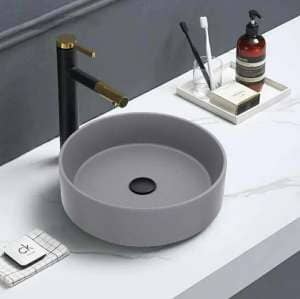 Above Counter Ceramic Basin –  Matt Grey – Round – 355mm | PA3535CG