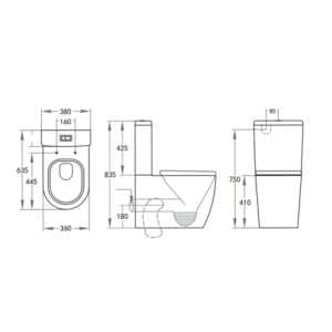 Rola Short Projection Black Toilet Suite | LXT001B