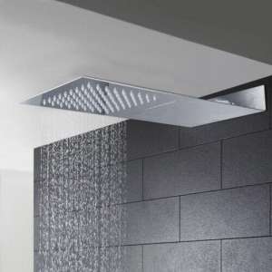 Slim Rectangle Wall Mount Chrome Shower Head Faucet Mixer Rain/Waterfall Spout | SHW.CH