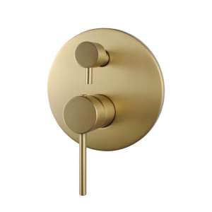 Pentro Brushed Yellow Gold Round Wall
 Mixer Tap with Diverter | WMD25.04