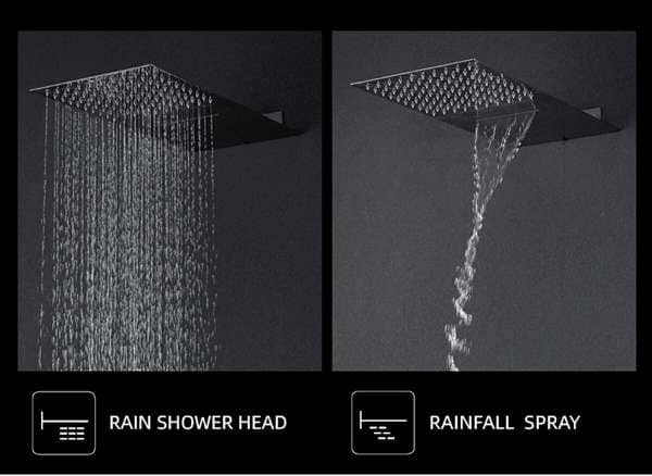 slim rectangle wall mount chrome shower head faucet mixer rain waterfall spout 3