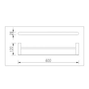 Bellino Double Towel Rail – Brushed Nickel – 600mm | AR22.05