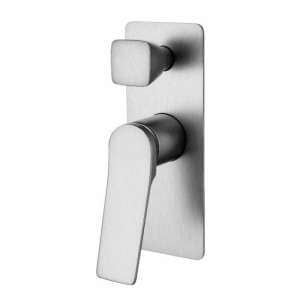 RUSHY Square Brushed Nickel Wall Mixer
  With Diverter | BU0155.ST