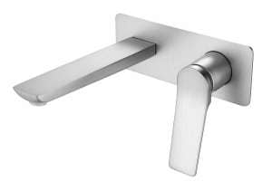Square Brushed Nickel Wall Mixer With Spout