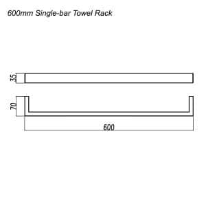 Cavallo Brushed Nickel Square Single Towel Rail 600mm