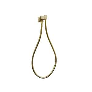Esperia Brushed Yellow Gold Square Shower Holder Wall Connector & Hose