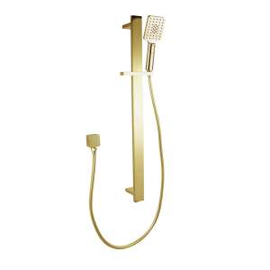 Bellino Brushed Yellow Gold Square Handheld Shower Rail Set | SR49.04