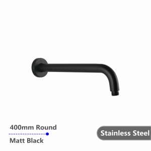 Round Black Stainless Steel Wall Mounted Shower Arm 400mm