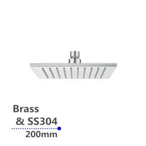 Square Chrome Rainfall Brass Shower Head 200mm | CH0134.SH